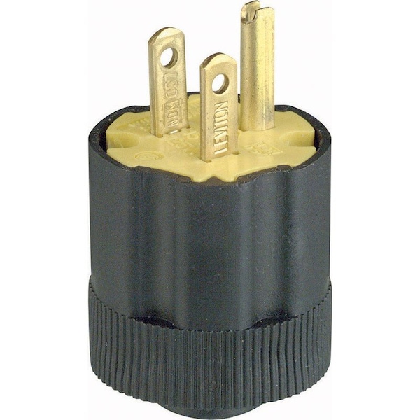 Leviton Leviton Commercial and Residential Rubber Grounding Plug 5-15P 18-14 AWG 2 Pole 3 Wire 00113-000 - main